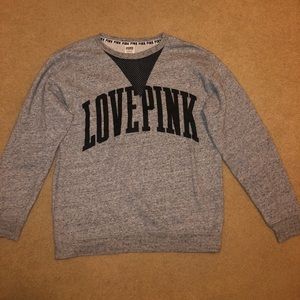 Pink mesh v neck sweater